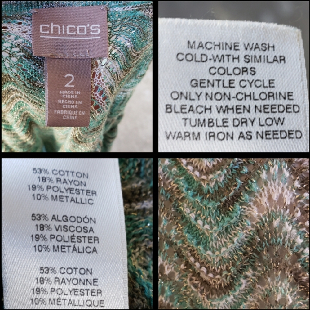 2 / 12 CHICO'S thin lightweight open knit cardigan - Picture 8 of 8